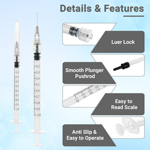<span class=keywords><strong>Seringue</strong></span> vétérinaire jetable en plastique 1 ml <span class=keywords><strong>27G</strong></span> 13 mm avec embout Luer Lock de sécurité pour bovins - Product Image 3