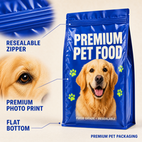 Sacs d'emballage personnalisables pour aliments pour animaux de compagnie, résistants à l'humidité, de qualité alimentaire, avec fenêtre transparente et fermeture éclair, imprimés en héliogravure, pour friandises pour animaux.