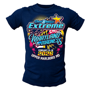 Camiseta de Competición Cheer Dance Extreme Maryland Madness con Gráfico de Bandera del Estado de MD, Estrella y Cinta, Cuello Redondo, Manga Corta, Color Azul Marino Upper <span class=keywords><strong>Marlboro</strong></span> - Product Image 2