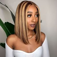 Perruque HD 13x4 Lace Frontal 100% cheveux humains indiens os droit 10-14 pouces # P4/27 mélanger la couleur américaine femmes noires perruques de cheveux vierges