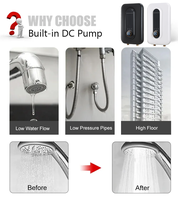 Chauffe-eau électrique mural sans réservoir à chauffage rapide avec pompe pour douche