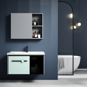 Mueble de Baño de Aluminio CR Space, Lavabo de Cerámica de una Pieza de 820 mm, Azul - Product Image 5