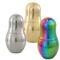 Mug gourde créatif en acier inoxydable écologique, personnalisable avec couvercle imprimé, paille et motif dessin animé, 200/340 ml, peint à la main, pour fêtes et vin