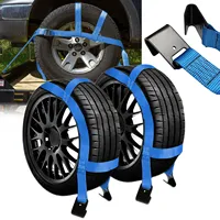 Sangles d'arrimage robustes pour pneus avec crochets pivotants et blocs en caoutchouc, sangle antidérapante pour roues de voiture, remorque, camion, transport