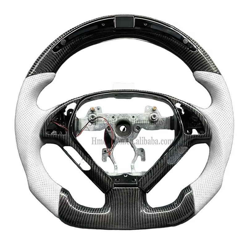 คาร์บอนไฟเบอร์ + หนังสีขาว + เย็บสีขาว + นำ