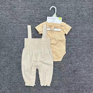 Conjunto de 3 Piezas de Overoles de Verano para Bebés y Niños, Estilo Moderno, Color Neutro, 100% Algodón, con Botones Ajustables - Product Image 6