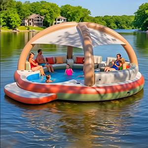 Cabaña de agua con plataforma inflable de isla flotante para River Lake Ocean - Product Image 6