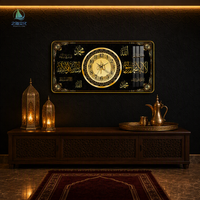 Horloge murale en porcelaine de cristal islamique arabe calligraphiée or noir de luxe personnalisée pour la décoration de salon