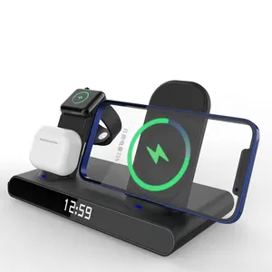 트렌드 제품 2022 새로운 접이식 다기능 디지털 알람 시계 빠른 충전 무선 충전기 도크 4 1
