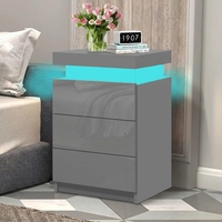 Table de chevet moderne à LED avec rangement, hauteur réglable, 3 tiroirs, construction en MDF, pour petites chambres
