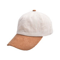 Nouvelle casquette de baseball en velours côtelé bicolore à 6 panneaux, best-seller, avec boucle métallique et impression numérique/estampée, pour hiver/printemps-automne