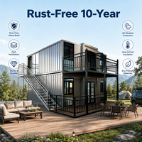 Vivienda Modular de Alta Resistencia de 2 Pisos con Escaleras Metálicas Exteriores, Casa de Vacaciones Prefabricada, Portátil, para Glamping