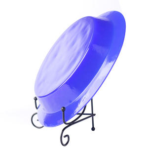 Assiettes à dîner en verre bleu de luxe en gros Plateau en métal durable pour les mariages et les fêtes Design rond moderne pour la maison - Product Image 6