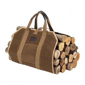 Sac de transport gratuit avec poignées, sangles de fixation pour bois de chauffage, pour camping en intérieur, cadeau de Noël, porte-bûches en toile cirée - Product Image 3