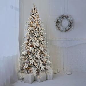 KH-L 6ft PE/PVC ibrido automatico floccaggio albero di natale con pigna di alta qualità 180cm per la casa e centro commerciale decorazioni - Product Image 2