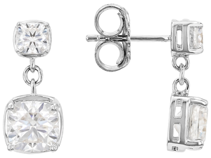 925 Silver Rhodium & 18K <b>Gold</b> Plated Moissanite <b>Dangle</b> Drop <b>Earrings</b> Round Cut Trendy Unisex for Wedding Party Gift - Product Image 1