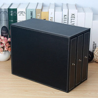 Organisateur de bureau FOSKA à 3 tiroirs empilables, porte-documents en cuir avec poignée métallique pour ranger les fournitures et accessoires quotidiens