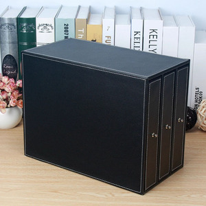 <span class=keywords><strong>Organizador</strong></span> <span class=keywords><strong>de</strong></span> Escritorio FOSKA, Apilable, con 3 Cajones, Porta Archivos <span class=keywords><strong>de</strong></span> Cuero con Asa Metálica para Guardar Artículos y Accesorios Diarios - Product Image 6