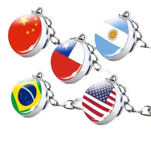 Porte-clés en verre cabochon avec drapeaux de pays, nouvelles innovations <span class=keywords><strong>2023</strong></span>, drapeaux d'Islande, du Maroc, du Panama, de l'Égypte, porte-clés de football mondial - Product Image 1