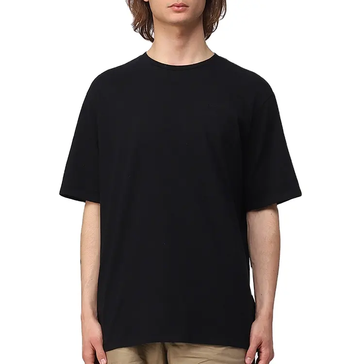 men's 100% cotton blank T shirts high quality rib crew neck oversized casual custom logo design drop shoulder t-shirt for men