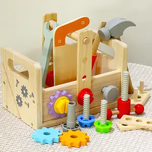 Holz Toolbox Früh kindliche Bildung Bau Kinderspiel zeug Spiele Zubehör Set Kinder Lernspiele