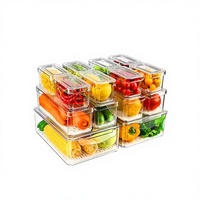 Boîtes de rangement pour réfrigérateur en PET transparentes, robustes, empilables et pratiques avec couvercles pour fruits et aliments de cuisine afin de maximiser l'espace du réfrigérateur