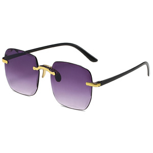 Lunettes de soleil carrées sans monture PC, dégradé bicolore, monture en plastique, unisexe, tendance - Product Image 1