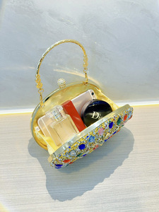 New Cross-border Socialite Texture Rhinestone European-American Retro Shape Women's Evening Dress Bag Evening Bag Tanjing - Product Image 4