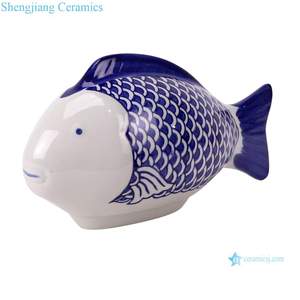 Rzto70 Cổ Màu Xanh Đỏ Màu Sứ Cá Điêu Khắc Handmade Nhà Trang Trí Động Vật Bức Tượng Nhỏ - Product Image 2