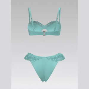 Impresionante y Atractivo Conjunto de Bikini de Dos Piezas con Bordado Floral Personalizado, con Aros y Tanga, para Amantes del Sol en Resorts de Playa - Product Image 2