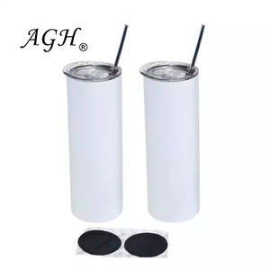 20 أونصة من الفولاذ المقاوم للصدأ معزول أبيض فارغ نحيل مستقيم التسامي بهلوان 20 أونصة مع القش - Product Image 1