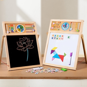 Chevalet d'art en bois enfants <span class=keywords><strong>arabe</strong></span> espagnol anglais Alphabet Cognition jeu en bois bricolage planche à dessin - Product Image 3