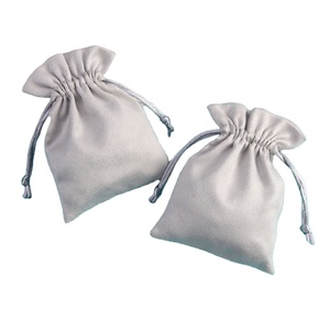 Lot de sacs en velours gris pour bijoux, pochettes en flanelle pour emballage de rouge à lèvres, petites pochettes à cordon - Product Image 1