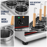 Cuiseur à pâtes électrique professionnel de comptoir à 6 paniers en acier inoxydable pour cuisine de restaurant, solution tout-en-un