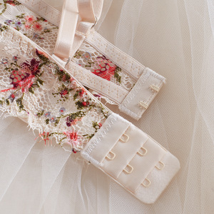 Wholesale 2pcs Sexy Erotic Strappy Mesh Embroidered Lace Flower <b>Perspective</b> Lingerie Set for Women Wholesale Underwear - Product Image 5