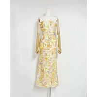 Robe longue sirène élégante sans bretelles à imprimé floral pour femme, idéale pour les soirées formelles et les occasions spéciales