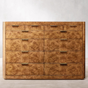 Modern American Style Burl Furniture 5-9drawer <strong>Cabinet</strong> Brown and <strong>Black</strong> Living Room Retro Design Rectangle Shiny Wooden - Product Image 5