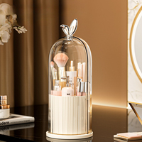 Organisateur de pinceaux de maquillage rotatif à 360°, étanche, anti-poussière, en plastique transparent, boîte de rangement cosmétique pour coiffeuse, vente en gros