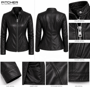 Proveedor de Chaquetas de Cuero para Mujer de Marca Privada para Minoristas Estadounidenses, Chaqueta de Cuero para Mujer de Moda al por Mayor OEM - Product Image 6