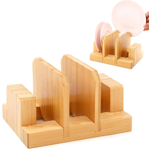 Soporte para Tapas de Ollas de Bambú, Organizador de Tablas de Cortar, Estante Organizador para Tapas de Platos y Ollas para Gabinetes y Encimeras - Product Image 1