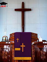 Juego de 3 Piezas Reversibles para Paramentos: Mantel para Púlpito, Camino de Mesa para Comunión y Marcador de Biblia con Cruz Bordada