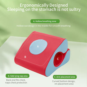 Coussin de bureau rouge pour la sieste, en mousse de silicone 6D, soutien cervical orthopédique, conception anti-pression avec repose-bras - Product Image 3