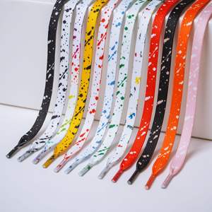 Lacets YH Cross-border Splash Ink 8mm en gros pour chaussures de sport décontractées <span class=keywords><strong>AF1</strong></span>, petite paire blanche, lacets plats - Product Image 1