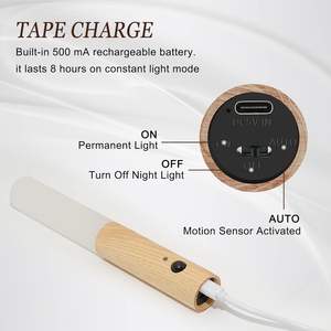Lampe murale magnétique intelligente à détecteur de mouvement LED rechargeable pour cuisine et armoire en bois – Vente en gros - Product Image 3