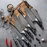 KEENHOPE 10-teiliges Professionelles Japanisches Damast-Küchenmesser-Set, 67-lagiger AUS-10 Stahl, Scharfes Kochmesser mit Türkisstein-Griff