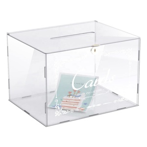 Scatola per biglietti di nozze in acrilico con serratura per decorazioni di ricevimenti, salvadanaio, urna elettorale, ricordo di laurea, bomboniera - Product Image 1