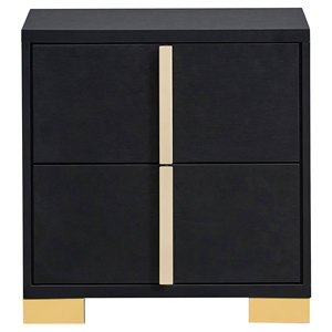 Jeremiah <b>Black</b> 2-<b>drawer</b> Nightstand Modern <b>Storage</b> <b>Drawer</b> Cabinet Bedroom Furniture - Product Image 4