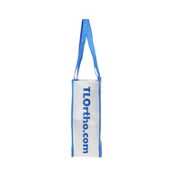 Sac cabas personnalisé en TNT laminé couleur pleine, sac de courses en PP tissé RPET de forme ronde pour vêtements, cadeaux et promotion
