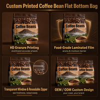 Pochette à café personnalisée refermable avec fenêtre transparente et fermeture éclair, pochette d'emballage pour grains de café