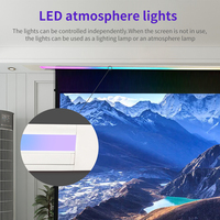 Écran de projection électrique encastré au plafond de 120 pouces, écran de projection motorisé à commande vocale avec lumières d'ambiance intelligentes